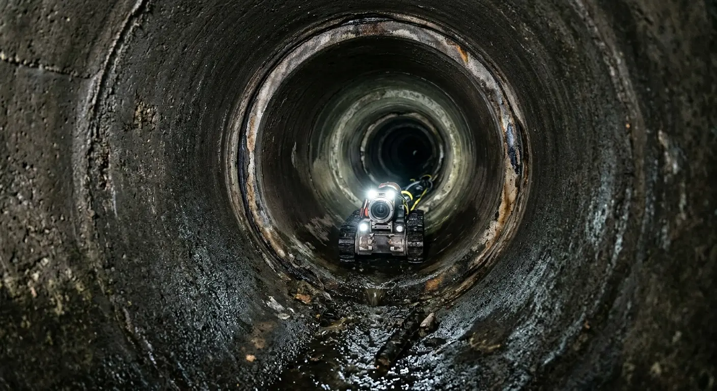 Robotic sewer camera inspecting pipe interior for Sewer Line Repair in Carlsbad